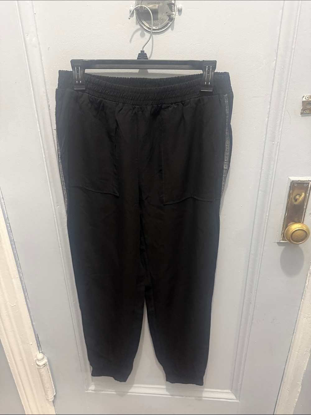 Zara Black Women’s Pants with Side decorative detail, front pockets.